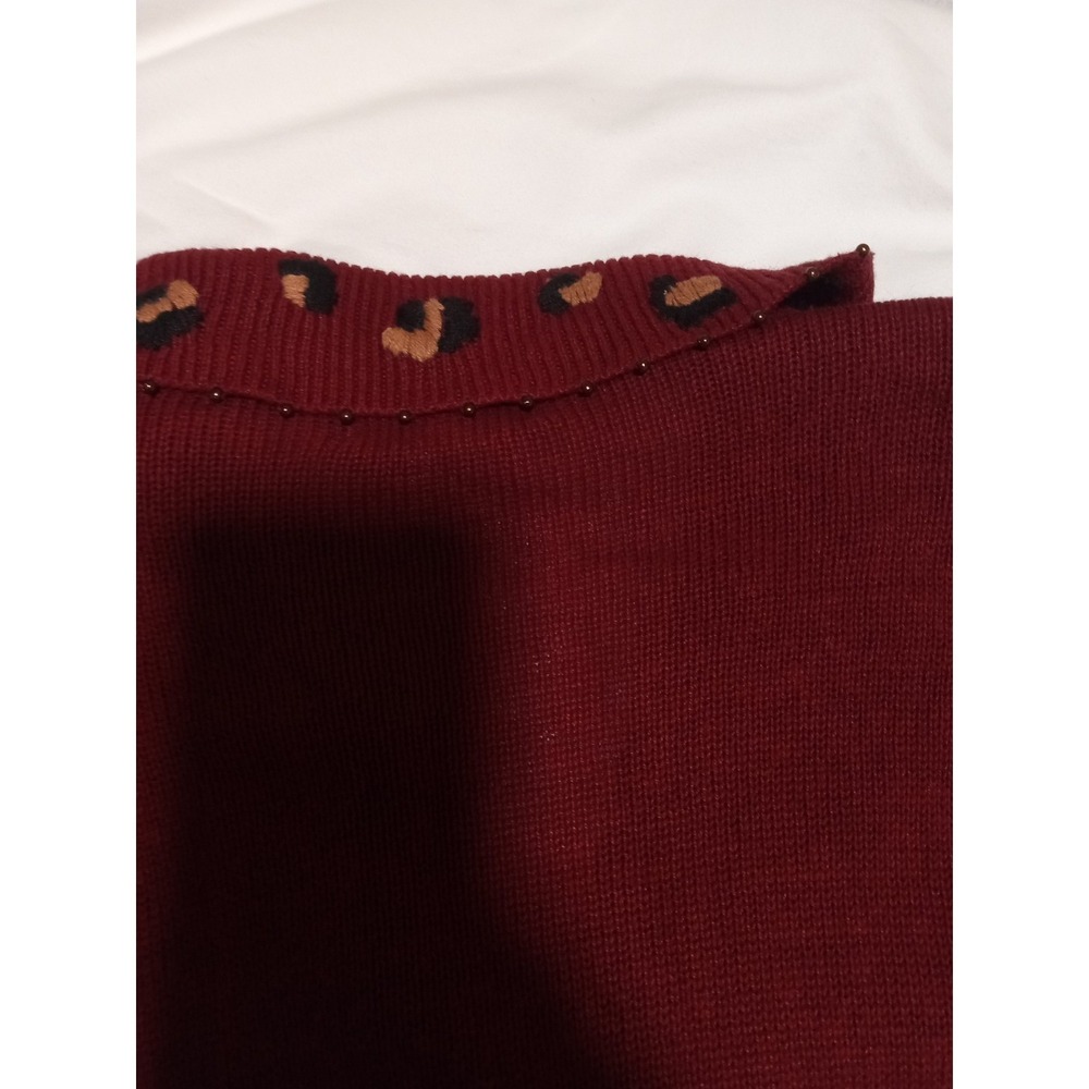 Ronni Salloway Vintage Safari Animal Beaded Cardigan Red Elephant Giraffe Small - Picture 7 of 12